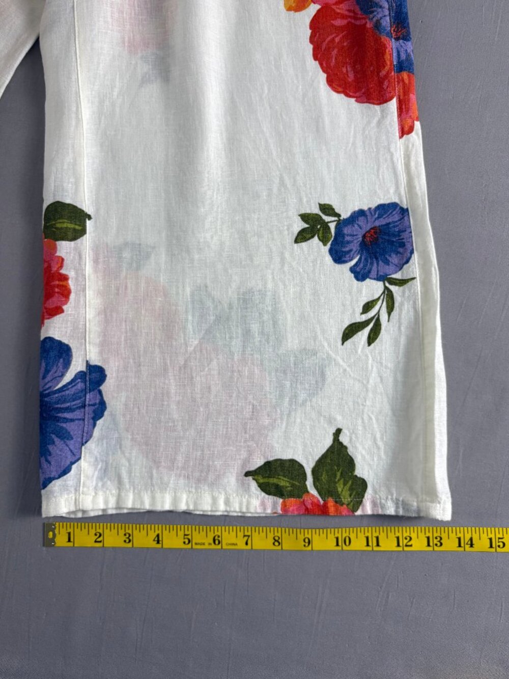 Joie 100% Linen Floral Wide Leg Pants L White Pull On Beach Resort Boho - Picture 9 of 10